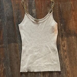 Chain Strap Beige Tank Top